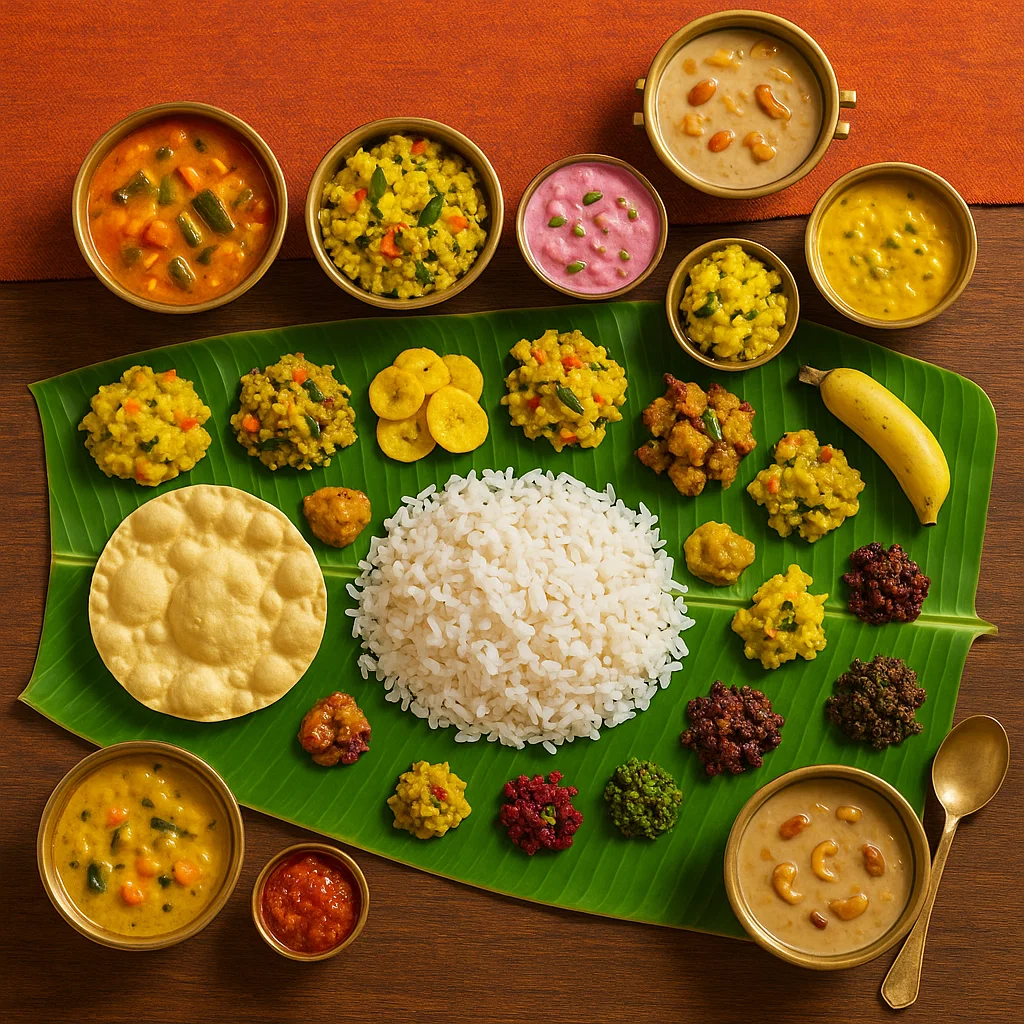 Onam Sadya served on banana leaf